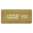 thumbnail image 4 of Despertador electronico Tomshoo Reloj despertador digital de madera con carga inalámbrica 3 Alarmas Pantalla LED Control de sonido, 4 of 7