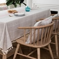 thumbnail image 5 of Tassel table cloth Plaid table cloth rectangular cotton linen dust cover suitable for kitchen dining 35x 35" - style:style3;, 5 of 5