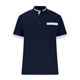 thumbnail image 4 of ZCFZJW Mens Moisture-Wicking Polo Shirts Casual Summer Short Sleeve Button Neckline Summer Workout Tees Shirt Trendy Basic Gym Golf Shirts with Pockets Navy S, 4 of 6
