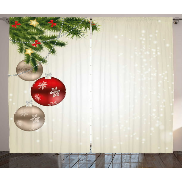 Christmas Curtains 2 Panels Set, Abstract Festive Celebration Icons ...