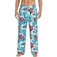 thumbnail image 2 of Goofa Hawaiian Style Printed Soft Pajama Pants for Men, Wide Leg Comfy Casual Lounge Yoga Pants-Small, 2 of 9
