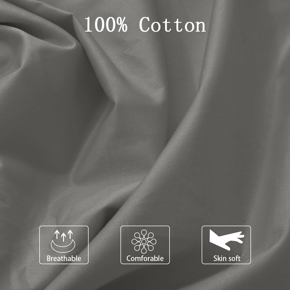 Unique Bargains Pillowcases 2 Pack 100% Cotton Body Pillow Covers Dark Gray 20" x 60"