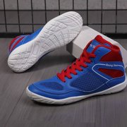 Men'S Professional Boxing Shoes - Heavy-Duty High-Top Training Sneakers with Slip-Resistant Rubber Sole, Breathable Round Toe Design & Cushioned Insole - Full-Grain Faux Leather Wrestling, Weightlift