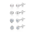 thumbnail image 2 of Lancharmed Silver Plated Stud Earrings for Womens,4 Pairs of Studs Pearl Zircon Heart Earring Birthday Gifts for Sister, 2 of 8