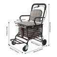 thumbnail image 2 of Wine Red Oxford Folding Shopping Cart Cart With Seat Handbrake Elderly Walking Shopping Cart With Storage Basket, 2 of 10