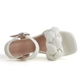 thumbnail image 4 of Sandalias de mujer Casual Color sólido Estilo romano Hebilla Correa en el tobillo Tacones altos gruesos Zapatos de punta cuadrada Wmkox8yii nm2291, 4 of 9