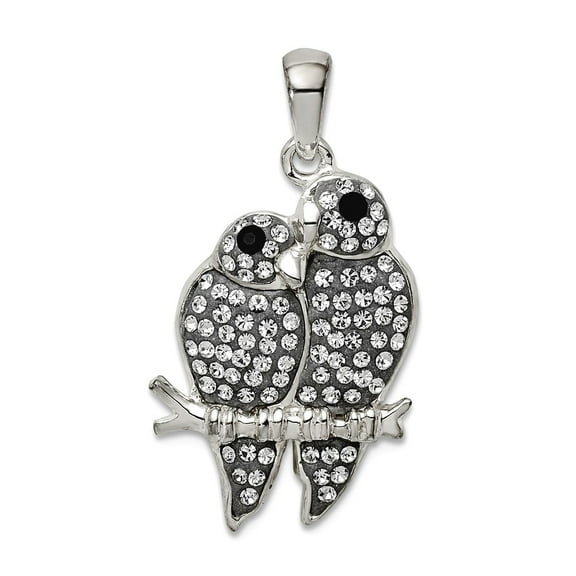 925 Sterling Silver Preciosa Crystal Parrot Couple Pendant Necklace 21.07x14.99mm Wide Pendant for Women