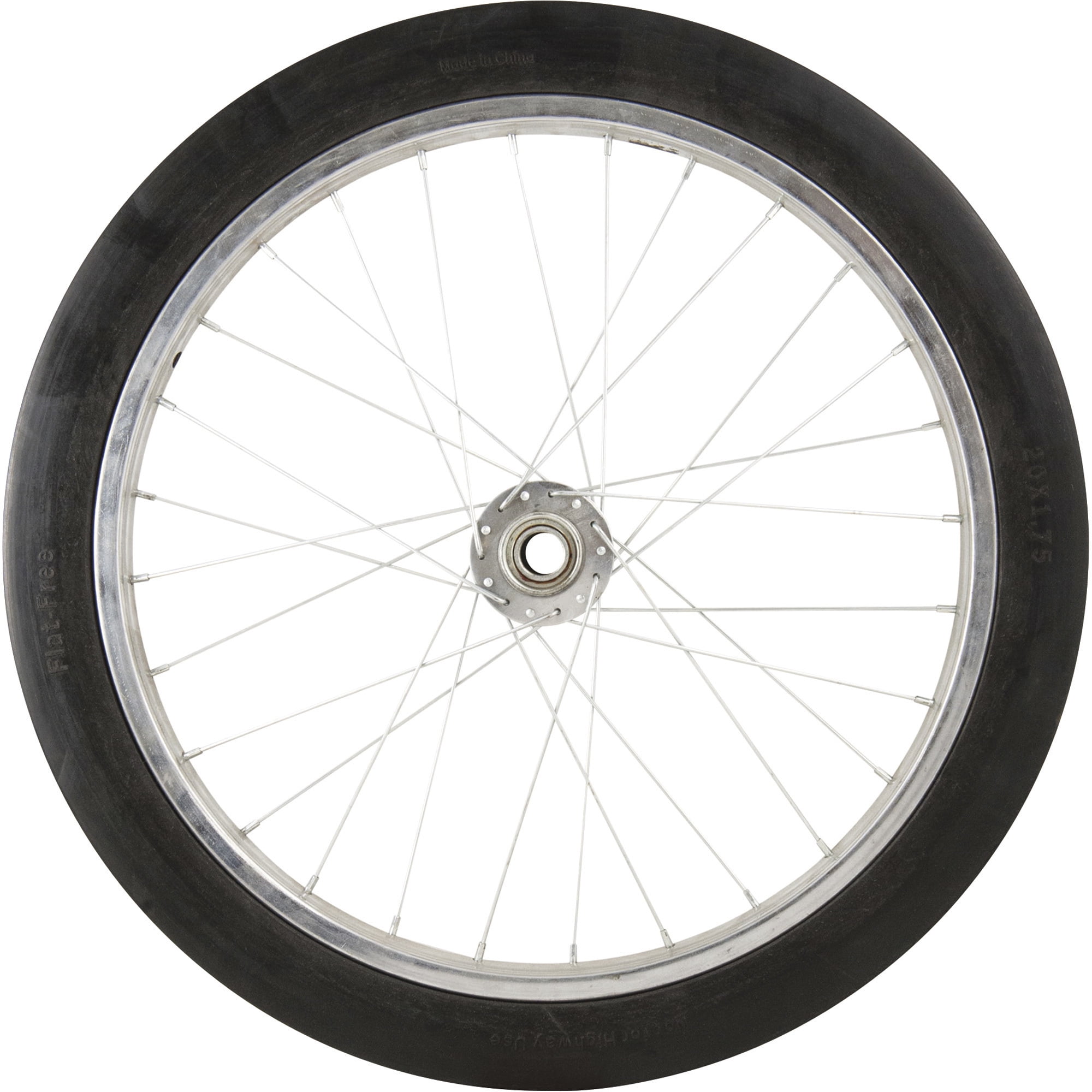 Marathon Tires Flat-Free Tire on Steel Spoke Rim, 3/4in. Bore, 20 x 1.75in.
