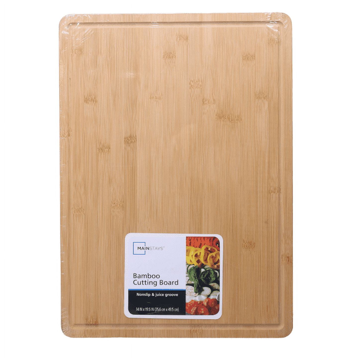 Mainstays Non-slip Bamboo Cutting Board, 14" x 19.5" with Juice Groove