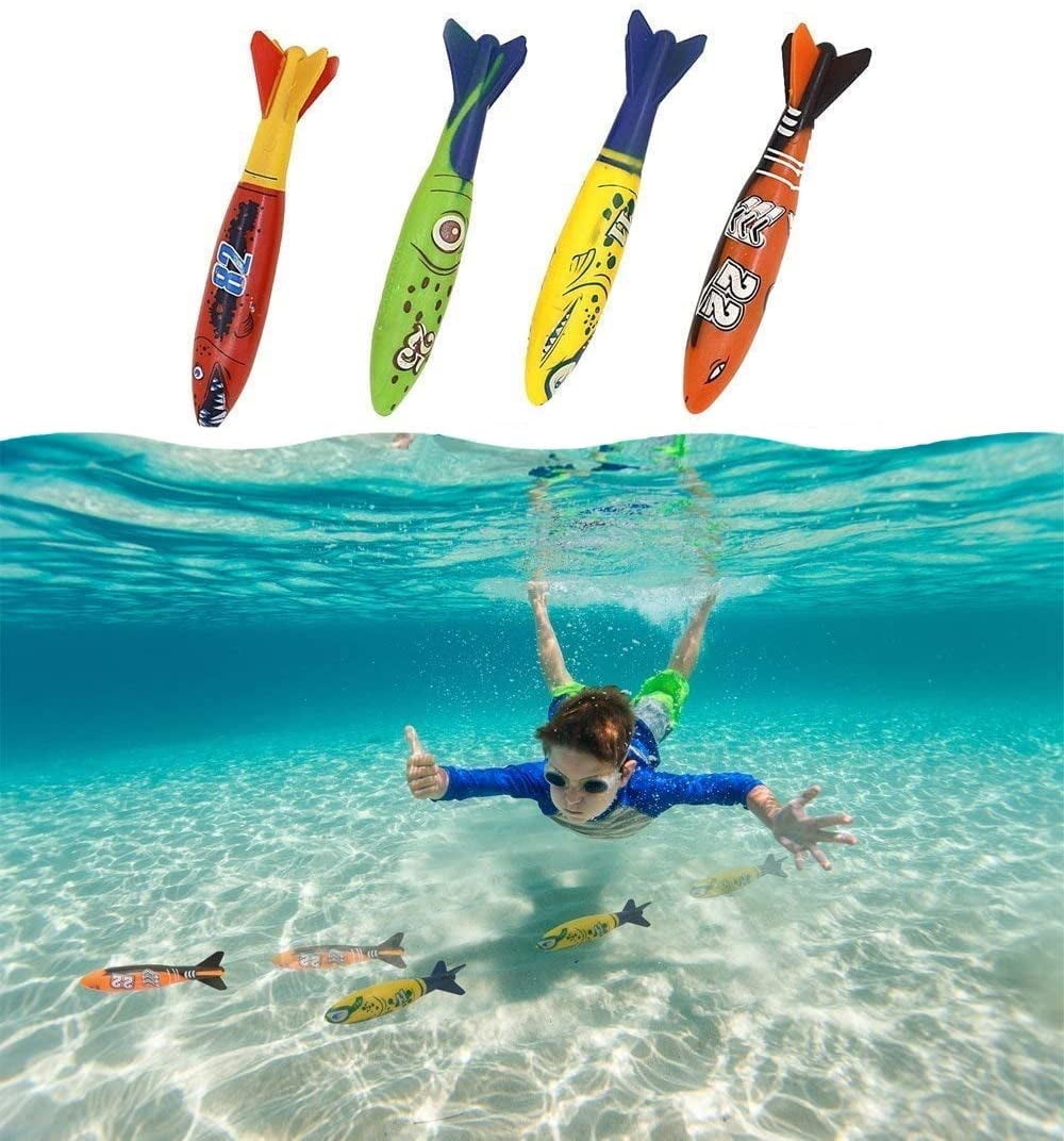 JoyX Underwater Diving Torpedo Bandits, Swimming Pool Toy | 5â Sharks Gliding Up to 20 Feet