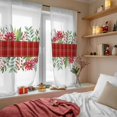 thumbnail image 4 of Christmas Winter Sheer Curtains 72 Inches Long, Green Leaves Red Buffalo Plaid Pastoral Light Filtering Window Curtains for Living Room, Rod Pocket Voile Sheer Curtain Drapes, 52"Wx72"L, 2 Panels, 4 of 9