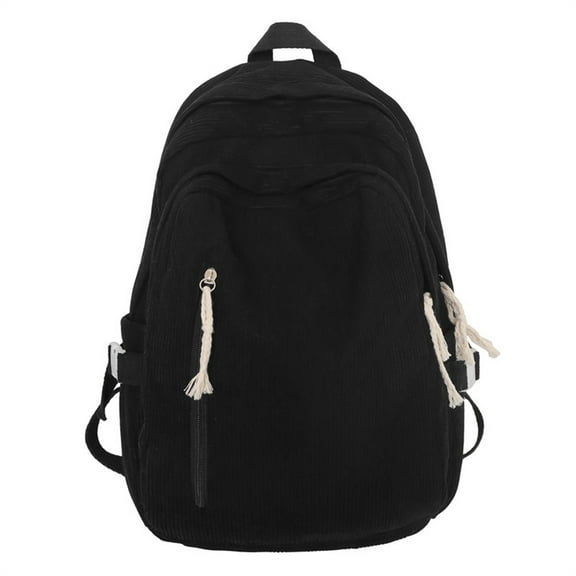 Otqutp Casual Shoulder Corduroy Backpack Student Fashion Bag Women's Bag Shoulder Bag for Casual Traveling Hiking Soft Shoulder Bag(Black,One Size)