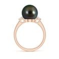 thumbnail image 2 of ANGARA Tahitian Cultured Pearl Three Stone Ring with Diamonds in 14K Rose Gold for Women | June Birthstone, Birthday, Anniversary, Jewelry Gift for Women | Pearl Ring, 2 of 9