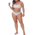 thumbnail image 3 of Bikini de dos piezas Agnes Orinda para mujeres, traje de baño de tirantes caídos, cintura alta, 1X, rayas blancas, 3 of 6