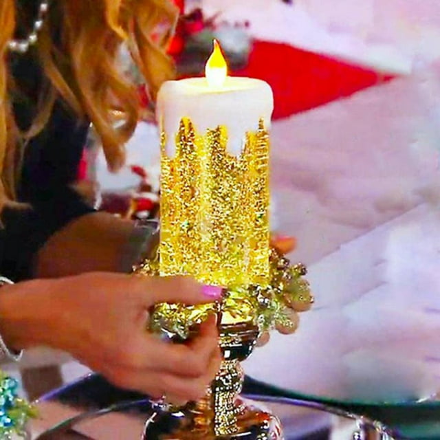 LED Christmas Candle with Base Flameless Candles Colorful Fantasy Crystal Candle Tourist Souvenir LED Night Lamp Battery Operated