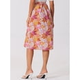 thumbnail image 4 of DARING DIVA Women's Tropical Beach Ruched Split Thigh Skirt S Orange, 4 of 6