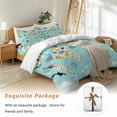 thumbnail image 7 of Cute Teal Bedding Duvet Cover Set Full Size 4 Pieces Cartoon Animal Map Bird Bear Octopus Bunny Whale Bedding Set with Zipper Closure, 1 Comforter Cover 86x86 Inches 1 Flat Sheet & 2 Pillow Cases, 7 of 7