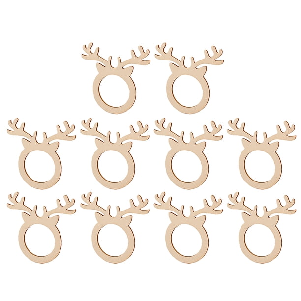 EeaseMX 10 anillos de servilleta de madera con forma de astas, hebillas para servilletas de moda, porta servilletas de fiesta, hebillas para toallas