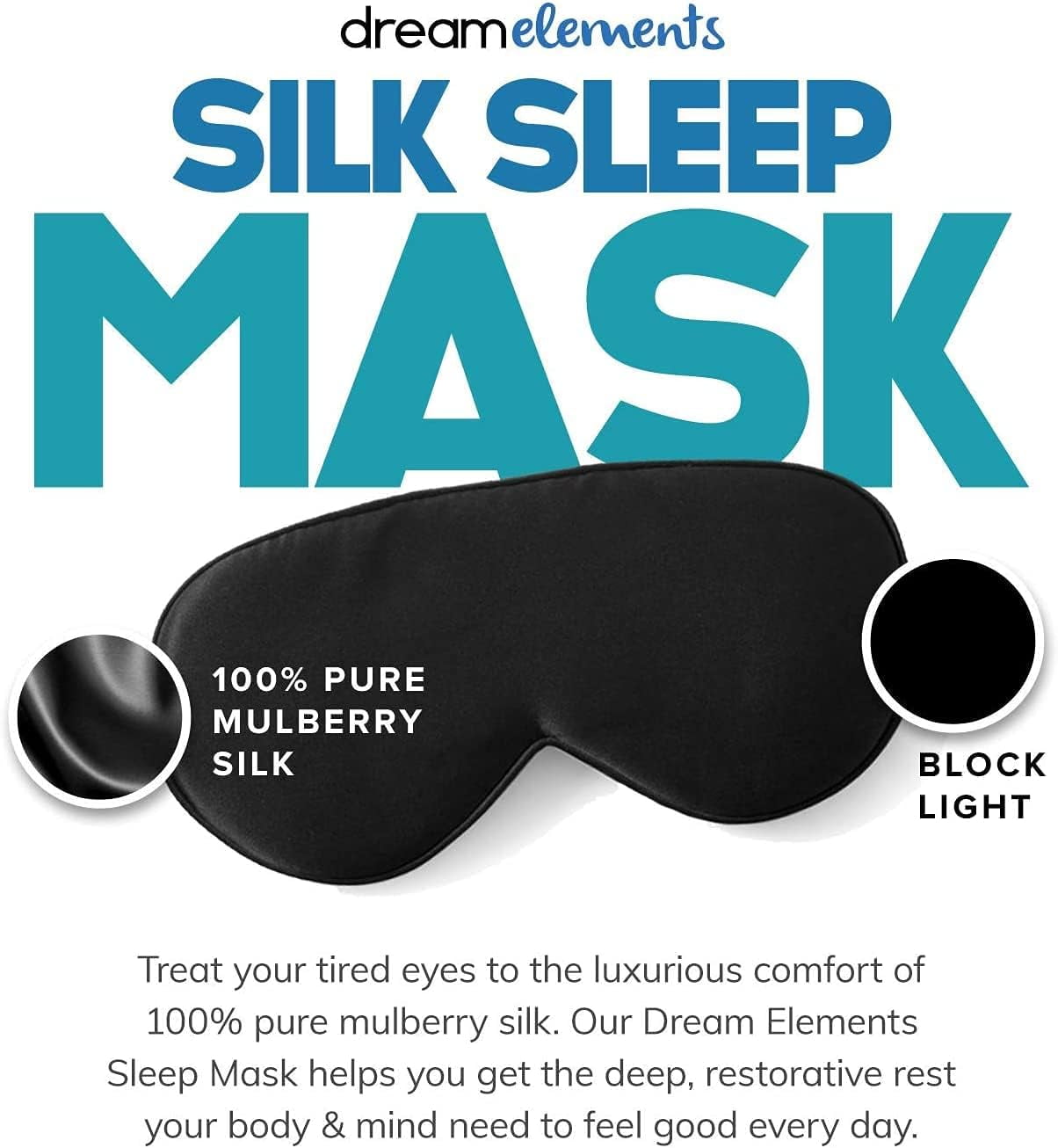 Avinol PM Extra Strength and Dream Elements Sleep Mask | All-in-One Natural Sleep Aid (30 ct) - 100% Pure Mulberry Silk Eye Mask