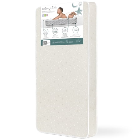 Dream On Me Starry Night Crib and Toddler Mattress / Greenguard Gold environment safe baby mattress, Grey Stars Vinyl Cover