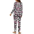 thumbnail image 3 of SCRAWLGOD Halloween Halloween Heart Print Women's Two Piece Pajama Sets with Elastic Band Fall Casual Long Sleeve Tops Jogger Pants with Pockets Loungewear Matching Outfits, S, 3 of 7
