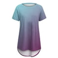 thumbnail image 4 of Summer Saving Wycnly Womens Tops Summer Short Sleeve Round Neck Gradient Print Tee Shirts Ladies Casual Loose Fit Breathable Tunic Blouses Purple xxl Under $5, 4 of 4