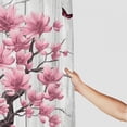 thumbnail image 3 of PRATYUS Pink Flowers Butterfly Fine Foliage Shower Curtain Waterproof Bath Curtain with Hooks, Modern Bathroom Decor, Home Bathtubs Bathroom Curtain Decoration 69"x72, 3 of 7