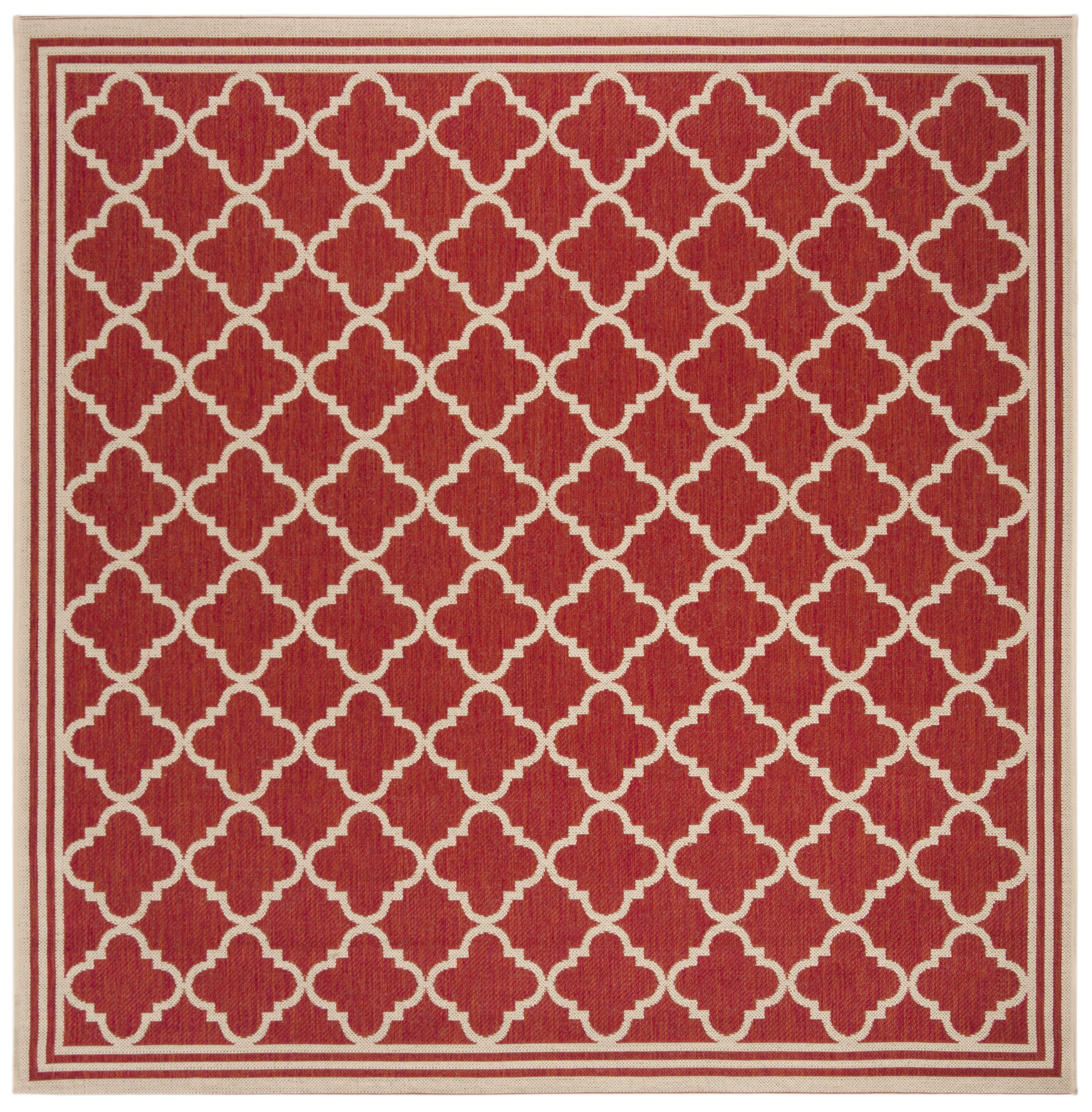 SAFAVIEH Outdoor LND121Q Linden Collection Red / Creme Rug