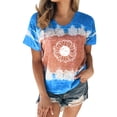 thumbnail image 1 of JAKANYQ T-Shirts pour Femmes, Impression Tournesol Teinture sur Nœuds, Mode Décontractée, Col Rond, Manches Courtes, Blouse Mignonne, 1 of 4