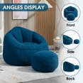 thumbnail image 7 of DreamBuck Bean Bag Chair for Adult, Microfiber Upholstered Bean Bag Sofa with Petal Back, Shell-Shaped Beanbag Chair with Footstool, Memory Foam Stuffed Lazy Sofa for Living Room, Bedroom (Blue), 7 of 7
