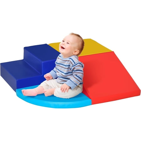 Qaba Foam Play Set for Toddlers and Children, Easy-to-Clean 4 Piece Soft Indoor Climber & Safe Kids Climbing Set for Crawling or Sliding, Multicolor