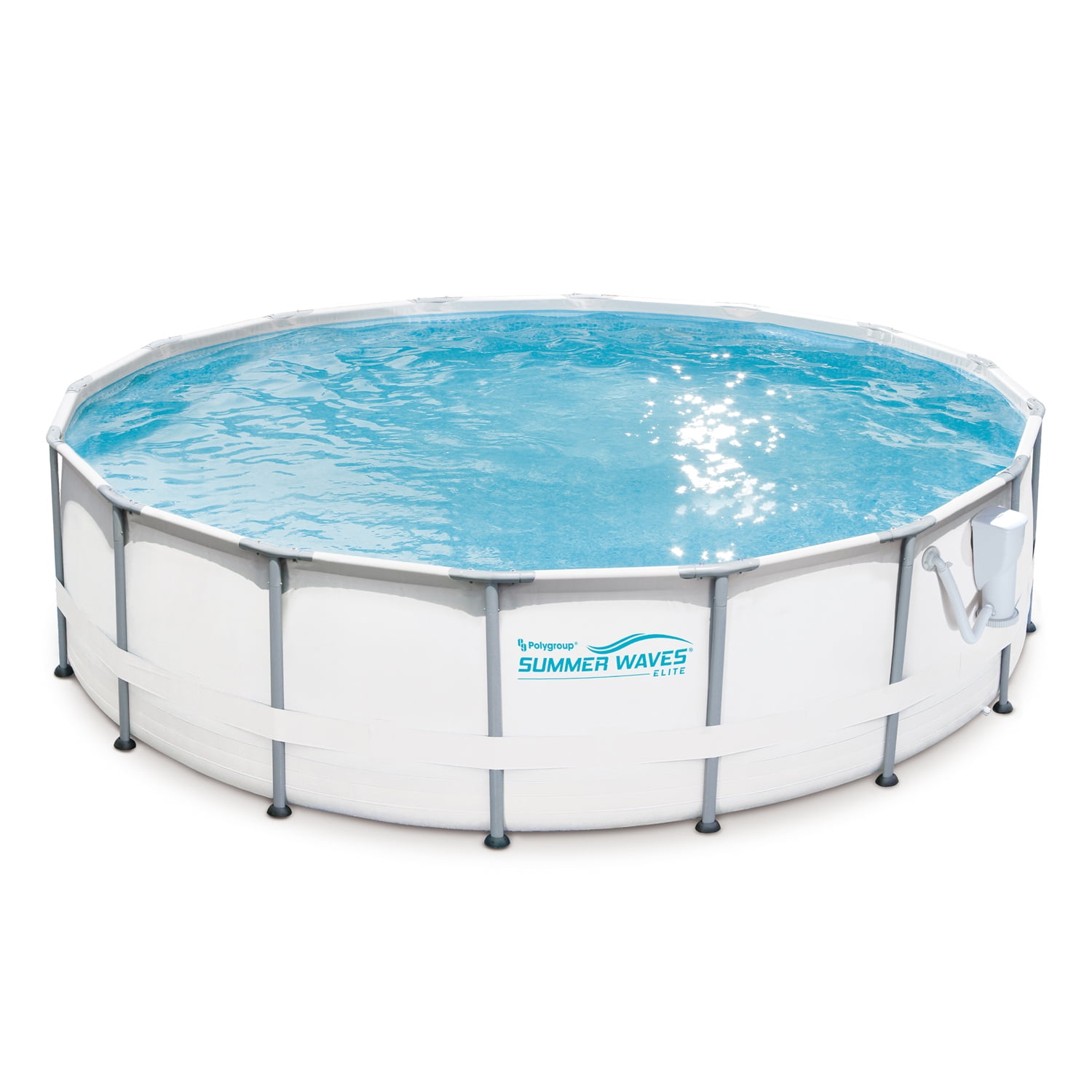 SUMMER WAVES 18 x 48 Round Metal Frame Above Ground Swimming Pool with Deluxe Accessory Set 