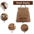 thumbnail image 3 of Mochila de paja para mujer, bolso de hombro con cordón, bolsos de playa bohemios, mochila de paja de ganchillo tejida hecha a mano de verano, 3 of 6