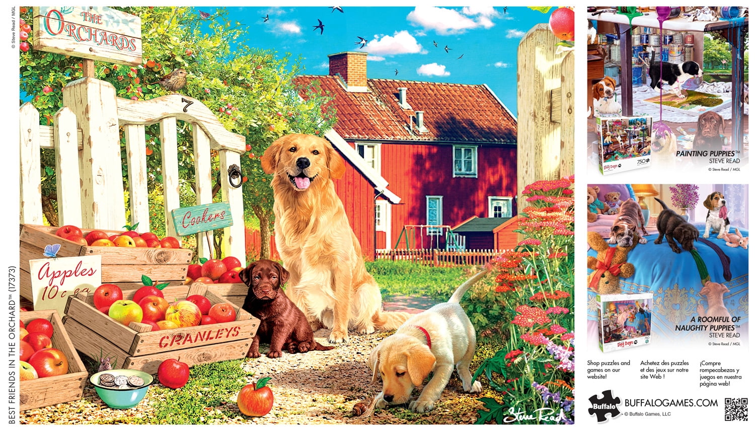 Buffalo Games 750-Piece Dog Days Best Friends in the Orchard Interlocking Jigsaw Puzzle