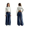 thumbnail image 5 of CCRFTGI Girls Pants Size 7 Corduroy Baggy Casual High Waist Trousers Fashion Straight Adjustable Loose Spring Day Pants with Pockets Dark Blue 16-17Y, 5 of 6