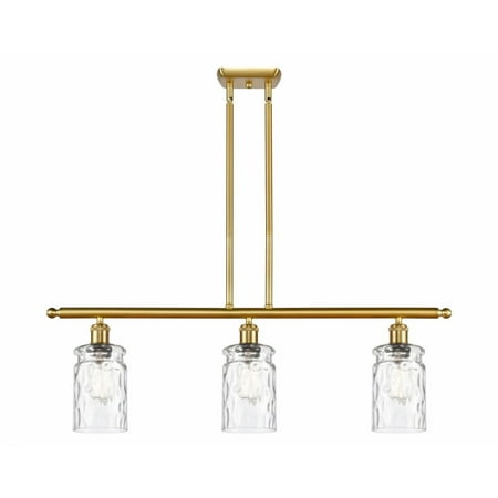 

516-3I-SG-G352-Innovations Lighting-Candor-3 Light Island in Industrial Style-36 Inches Wide by 11 Inches High Satin Gold Finish with Clear Water