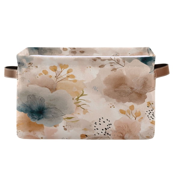 1-Pack Square Closet Organizers with Handles Open Basket Bins Hazy Ethereal Flowers Storage Basket for Home Office