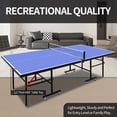 thumbnail image 5 of Regulation-Size Foldable Ping Pong Table Set with Steel Frame – 8ft x4ft Portable Table Includes Net, 2 Paddles, 3 Balls, Rotating Wheels & Compact Storage for Home/Office Use, 5 of 9