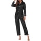 thumbnail image 1 of Conjunto de pijamas para mujer, manga larga, cuello con muescas, botones, pijama de satén suave, Romacci Pijamas Mujer, 1 of 7