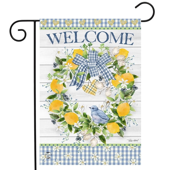 Briarwood Lane Bluebird Lemon Wreath Garden Flag