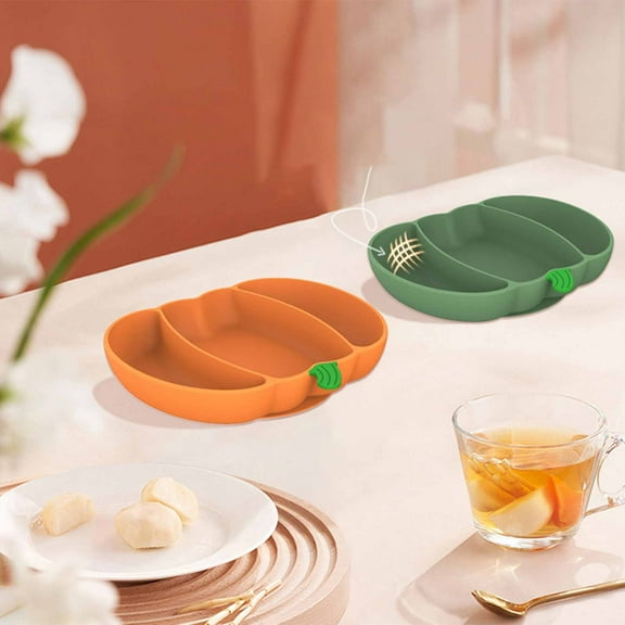 MXTPOV Cute Halloween Decorations Pumpkin Shape Plates Silicone Tableware Party Supplies Snack Candy Dessert Plates Thanksgiving Decorations Home Decor 8.26* 7.12 in