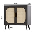 thumbnail image 2 of 31.5 Inch Farmhouse Sideboard Cabinet Rattan Doors Metal Handles EPA Particleboard 4 Shelves Accent Storage Cabinet With Anti Tip Kit（Black）, 2 of 7
