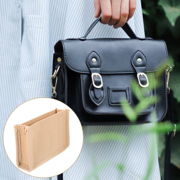 UPOUART Felt Handbag Organizer Liner in Beige with Practical Compartments for Travel and Daily Use
