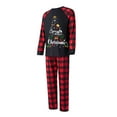 thumbnail image 3 of Elippeo Christmas Family Pajamas Matching Set, Long Sleeve Letters Print T-shirt with Plaid Pants Sleepwear Loungewear, 3 of 6