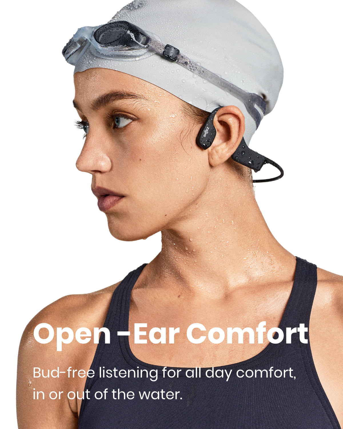  SHOKZ OpenSwim - Bone Conduction MP3 Waterproof Headphones for  Swimming - Open-Ear Wireless Headphones, with Nose Clip and Earplug (Blue)  : Electronics