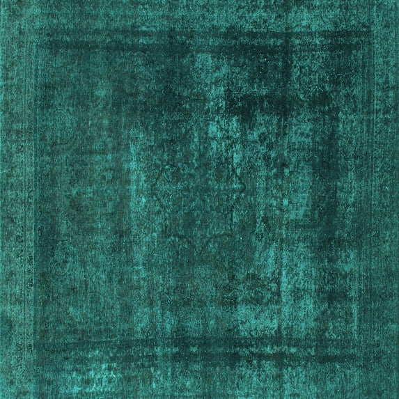 Ahgly Company Machine Washable Indoor Square Persian Turquoise Blue Bohemian Area Rugs, 6' Square