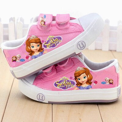 Zapatos de lona para niños de Disney frozen elsa zapatos bajos para niñas PU otoño transpirable antideslizante Casual Shoes28-Insole 18 CM y 19-24 meses Gao Jinjia LED