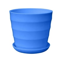 Hvmvliv Flower Pot Colorful Plastic Flower Pot with Saucer for Succulents - 13x12cm Decorative Planter with Drainage Holes for Home Office Garden Balcony Terrace Modern Decor Blue
