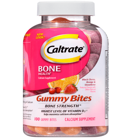 (2 pack) Caltrate Bone Health Calcium Gummy Bites, Multi-Flavored, 100