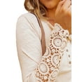 thumbnail image 4 of Seyurigaoka Women’s Juniors Solid Color Button Round Neck Stitching Long Sleeve T-shirt, 4 of 5